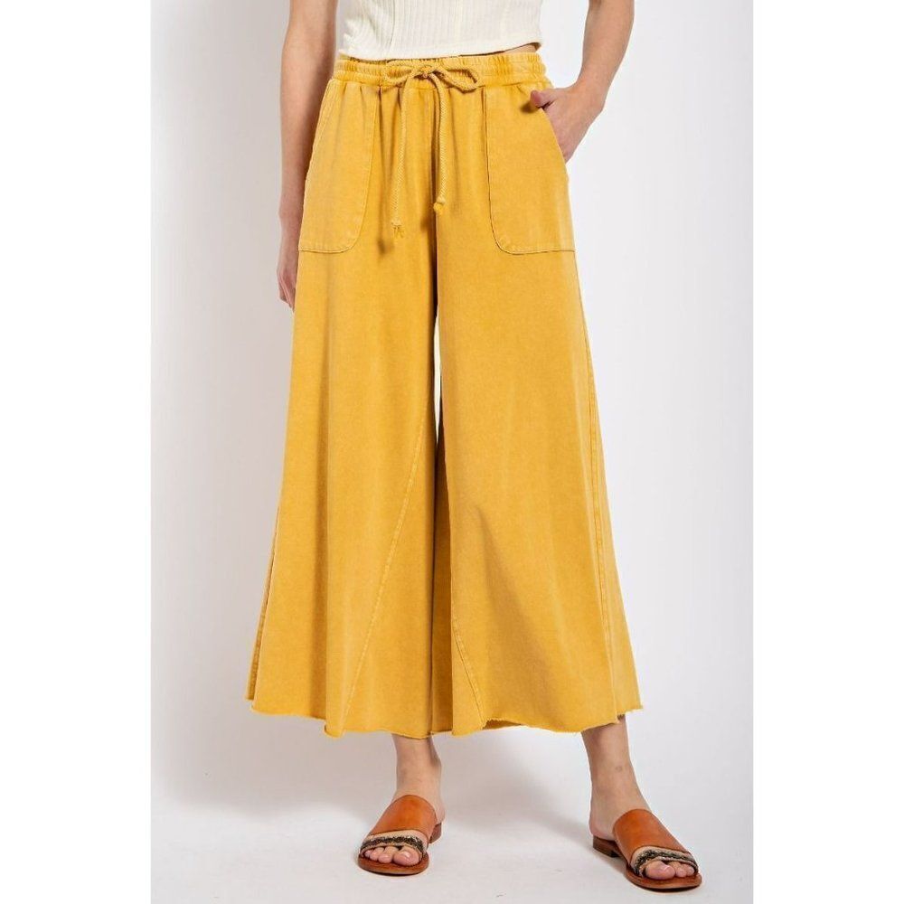 Stay Comfy Wide Leg Comfy Pants in Mustard EB40128 - Picture 2 of 5
